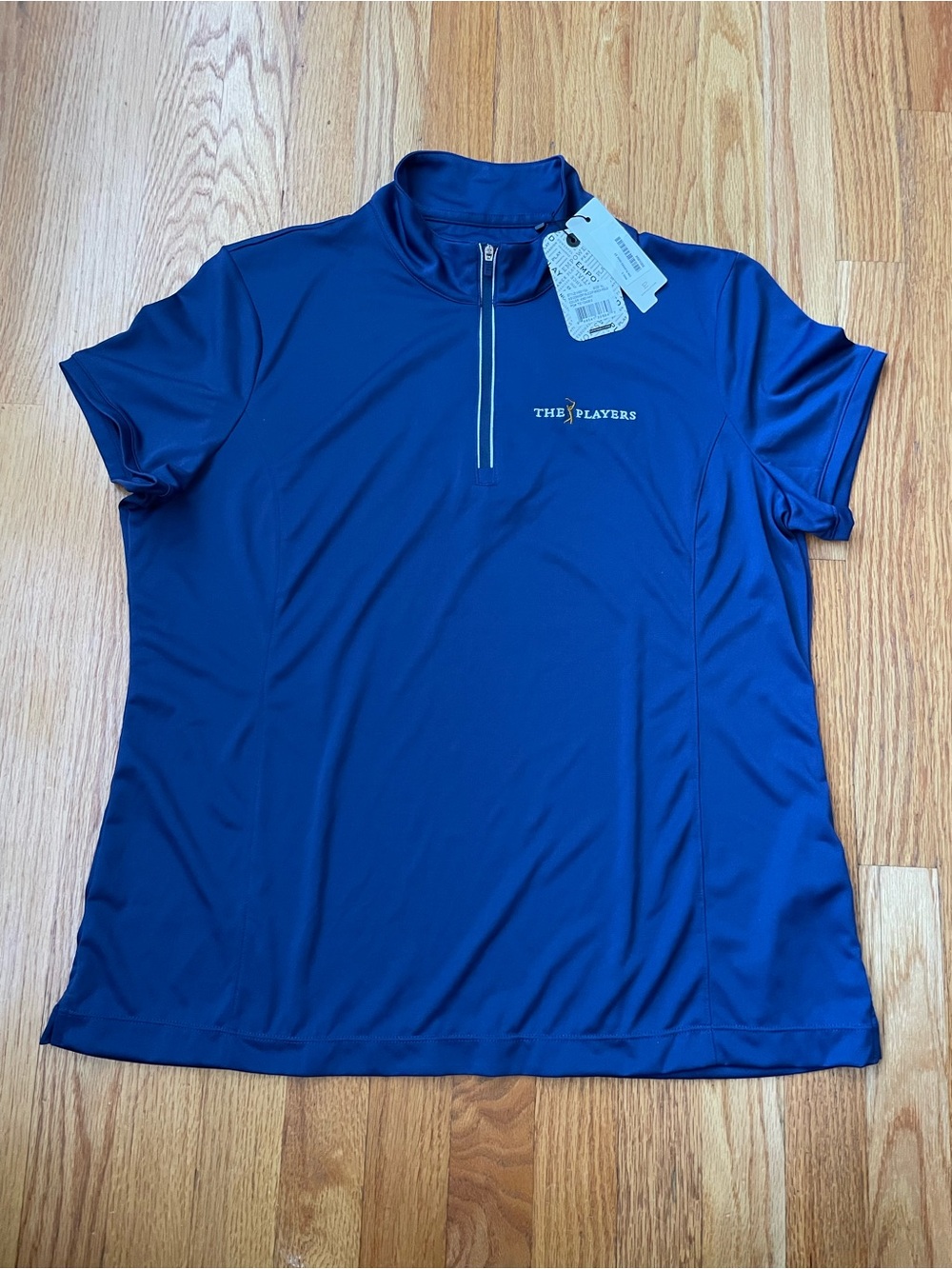 NWT! The Players Women's Navy Short-Sleeve Quarter-Zip Top